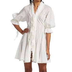 NWT UNTTLD Antoinette sheer striped ruffle trim dress